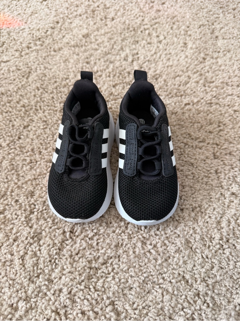 adidas Kids Black Sneakers with White Stripes
